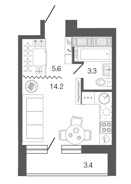 layouts de apartamentos de 18 m²