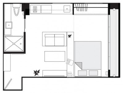layouts de apartamentos 18 m²