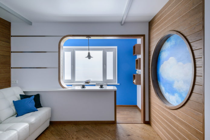 interior de um apartamento estúdio com varanda