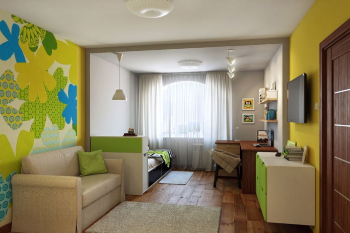 quarto infantil no interior de um estúdio