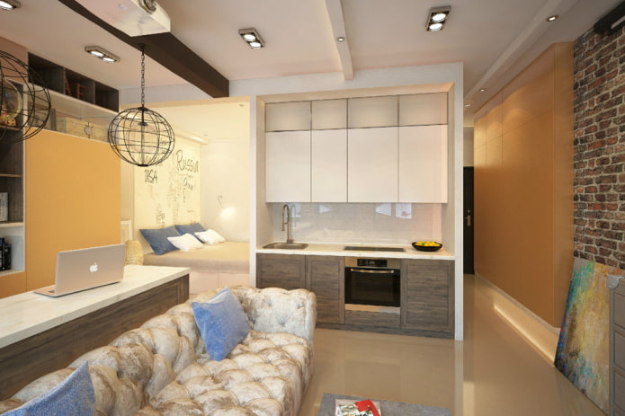 interior de um apartamento estúdio em estilo loft