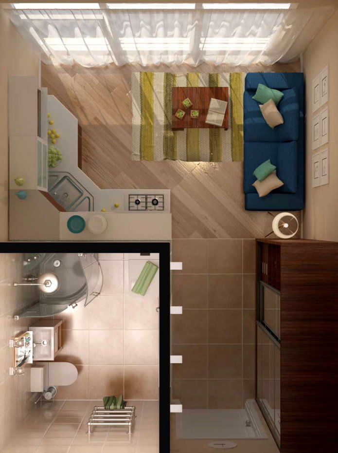 Layout de um estúdio de 20 m².