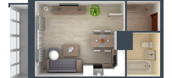 Layout do estúdio 20 m².