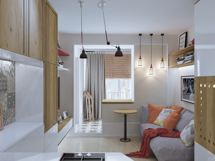 interior de apartamento estúdio com varanda
