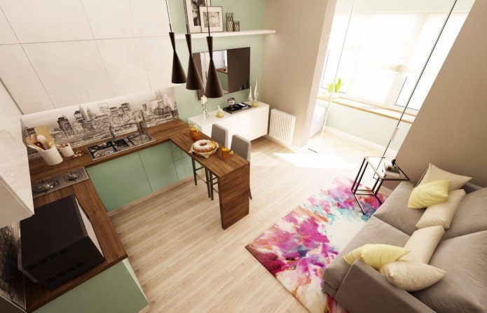 interior de apartamento estúdio com varanda