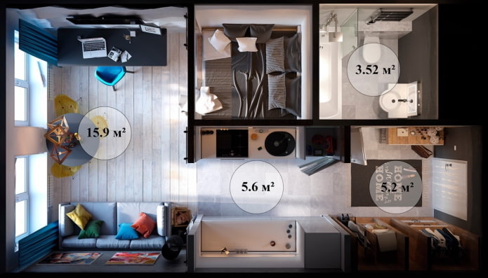 Layouts de estúdio de 30 m²