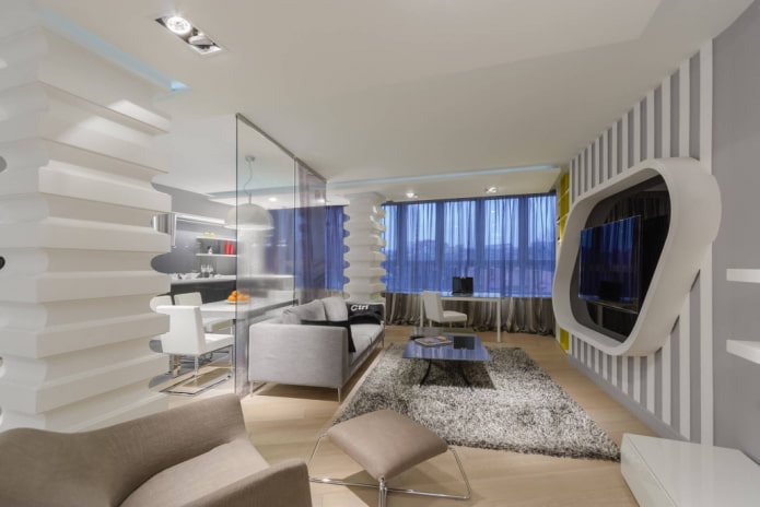 interior de um apartamento estúdio em estilo high-tech