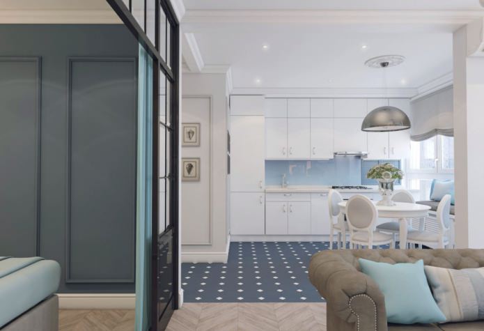 projeto de design de um apartamento em estilo neoclássico