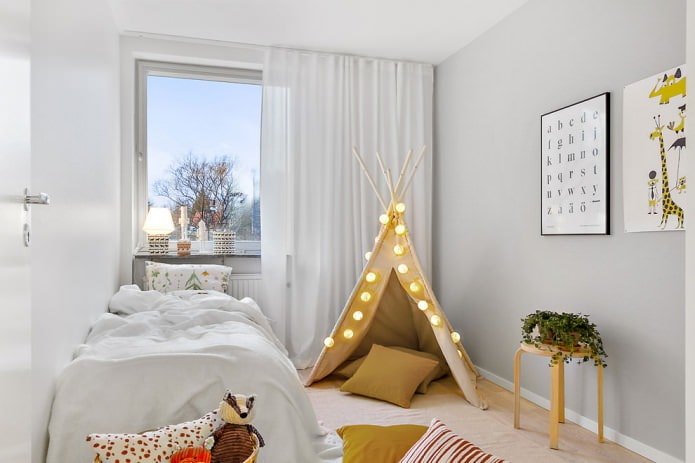 Cortinas de estilo escandinavo para quarto de criança