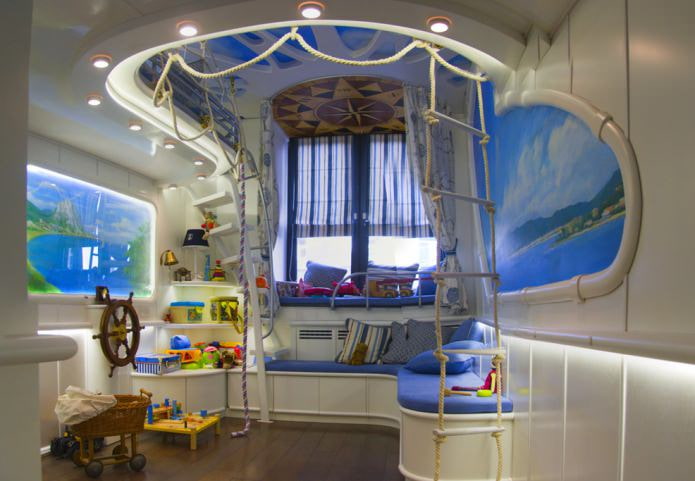 Quarto infantil em estilo náutico