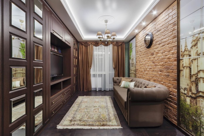 sala de estar retangular de 16 m²