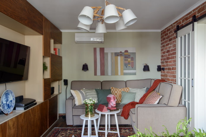 sala de estar quadrada de 16 m²