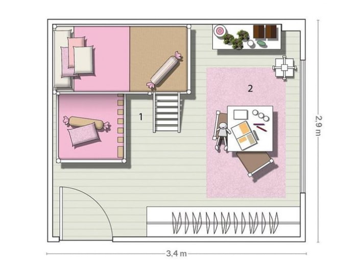 Exemplo de layout de quarto infantil