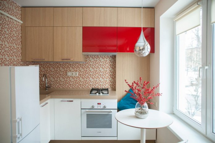 área de cozinha de 6 metros quadrados em estilo minimalista