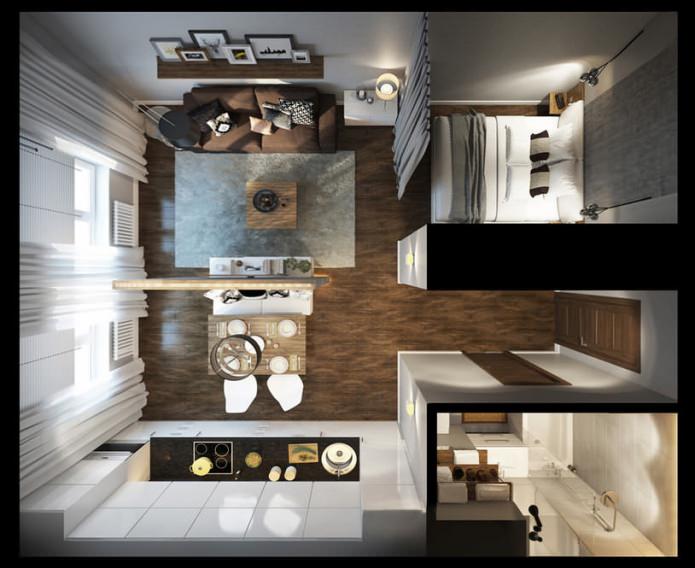 Layouts de estúdio de 30 m²