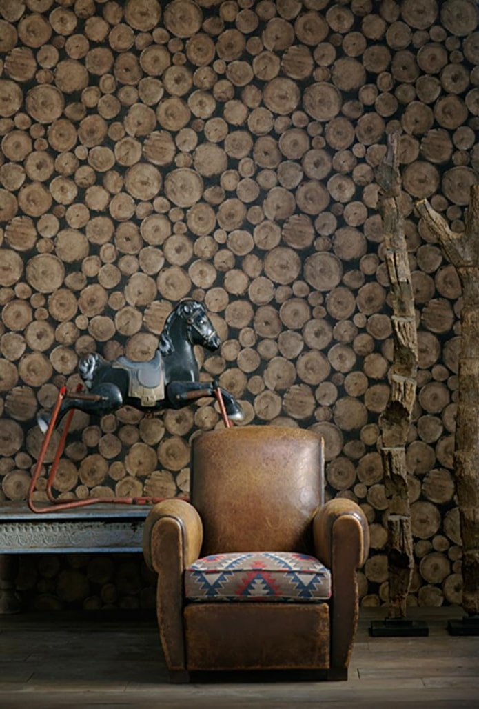 papel de parede imitação de madeira no interior