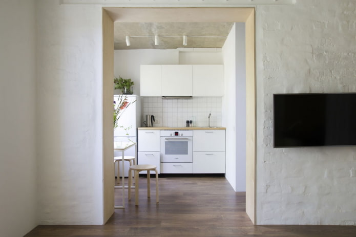 Cozinha-sala de estar e porta