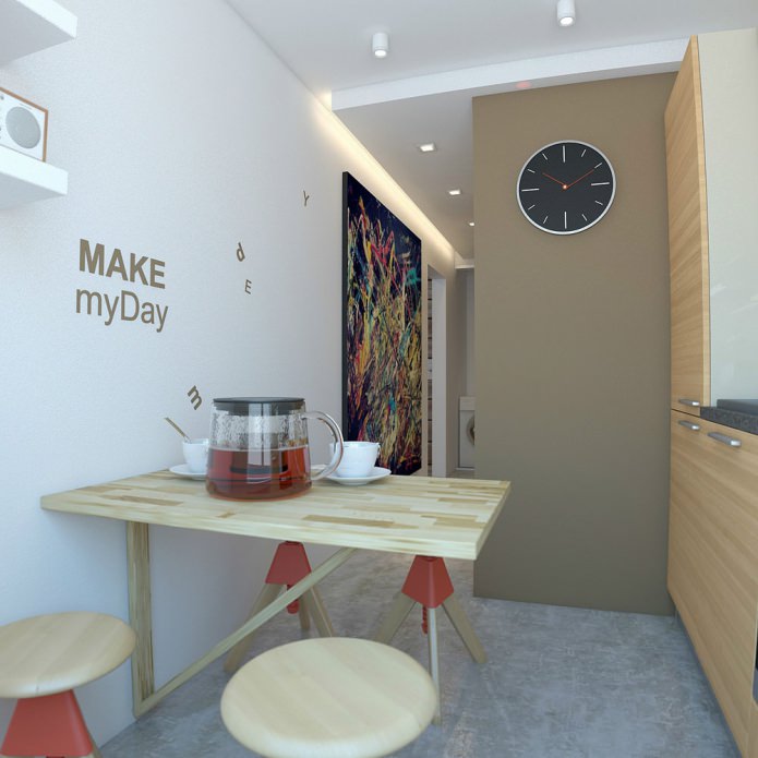 cozinha no projeto de um apartamento de um cômodo de 33 m².