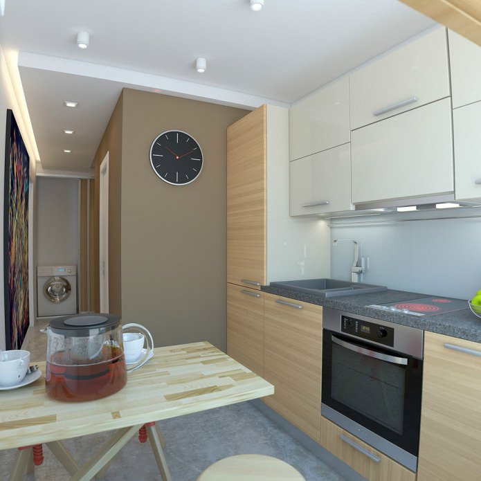 cozinha no projeto de um apartamento de um cômodo de 33 m².