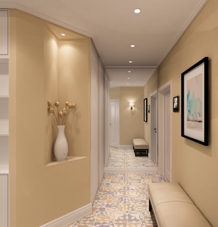 corredor em apartamento de um cômodo de 50 m²
