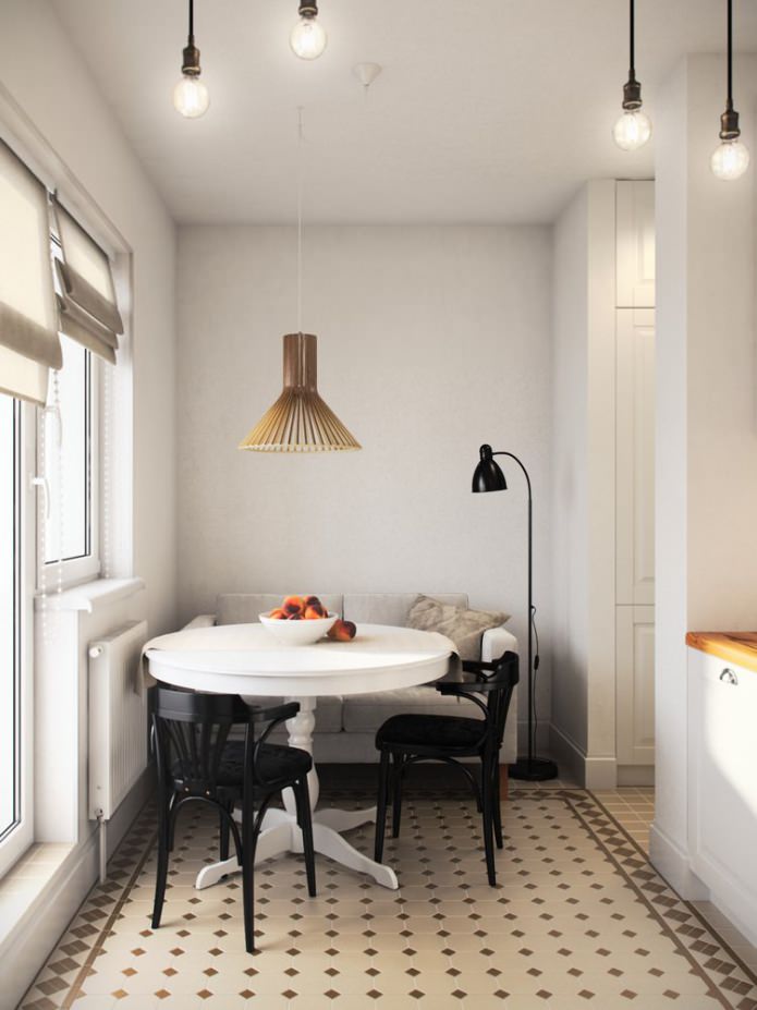 cozinha no projeto de um apartamento de um cômodo de 36 m².