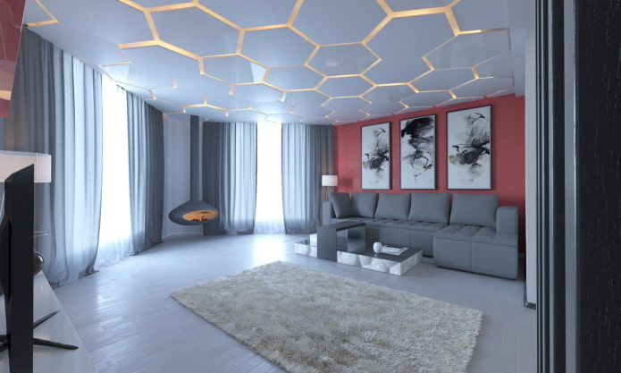 design de teto incomum no interior