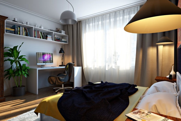 Quarto de estudo em apartamento de quatro quartos
