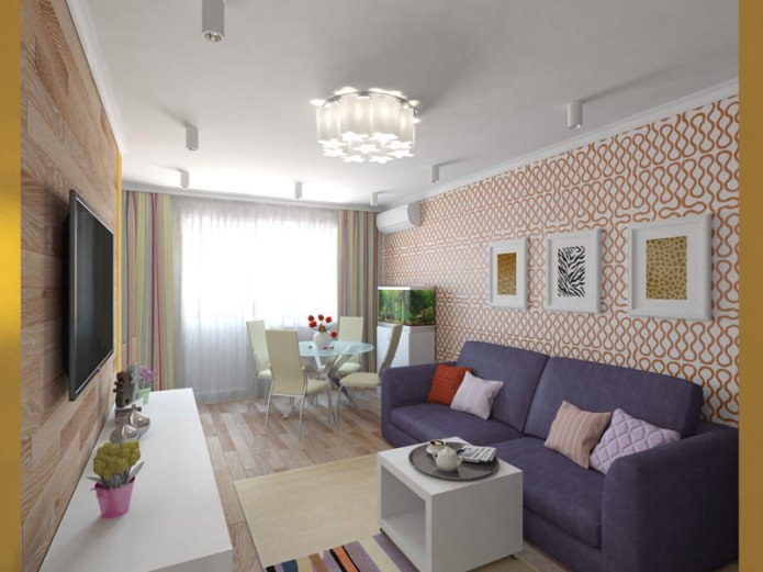 projeto de um Khrushchevka de dois quartos com 44 m².