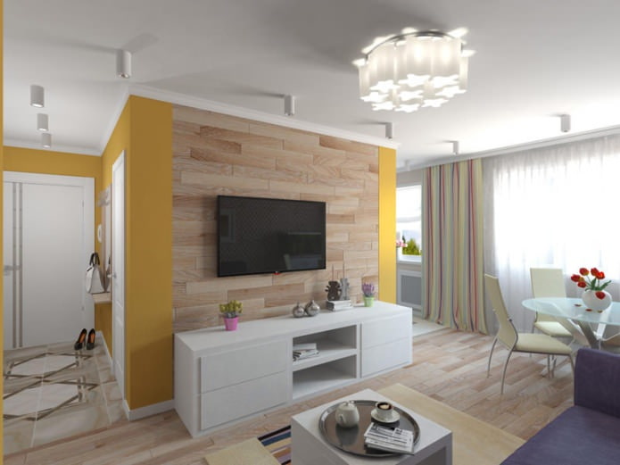 projeto de um Khrushchevka de dois quartos com 44 m².