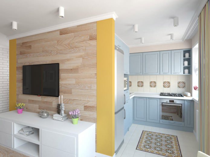 projeto de um Khrushchevka de dois quartos com 44 m².