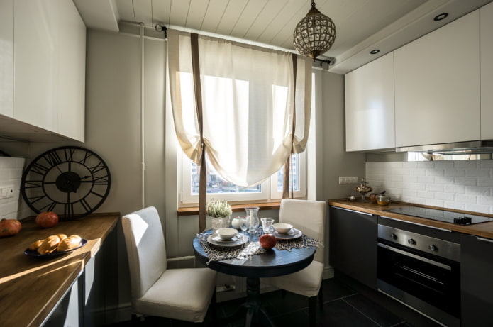 cortinas bege na cozinha