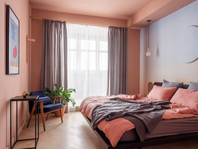Quarto quadrado em estilo retrô