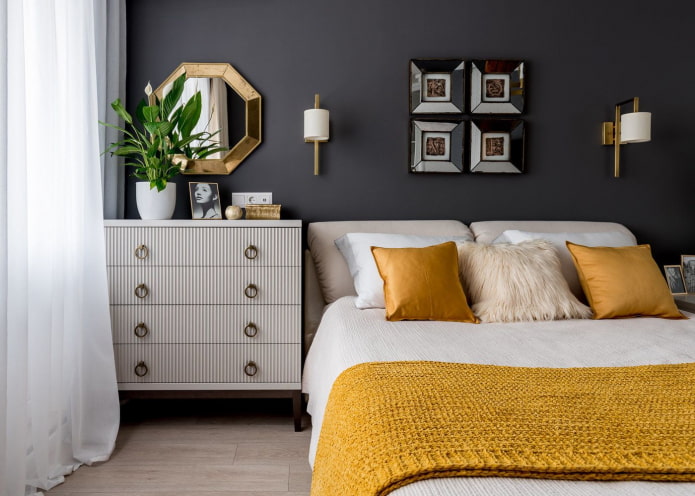 detalhes em mostarda na cama