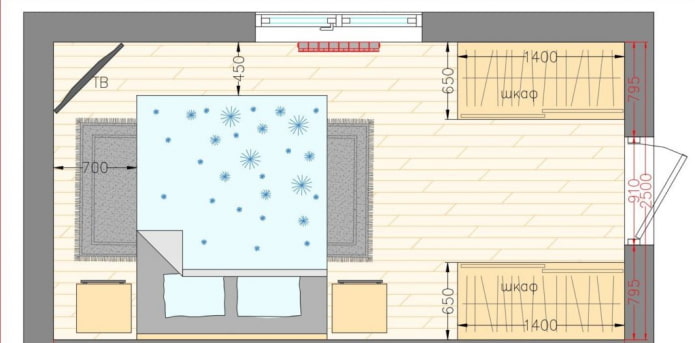 layout do quarto 17 m².