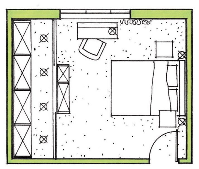 layout do quarto 17 m².