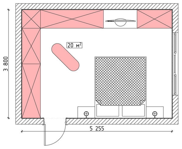 diagrama de quarto 20 metros
