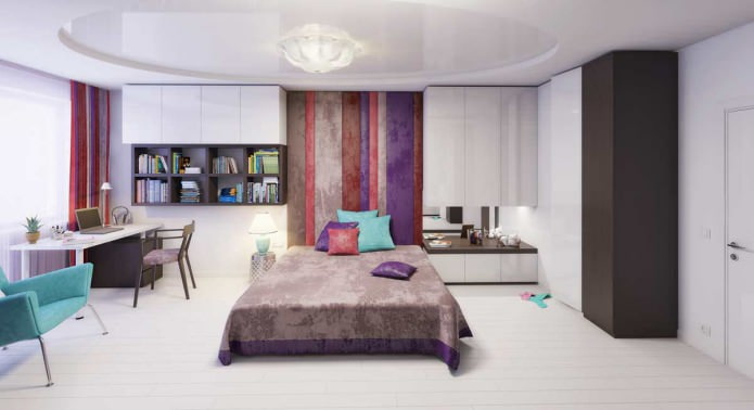 Design de quarto para uma menina em estilo moderno
