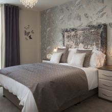 Design de quarto com papel de parede cinza: 70 melhores fotos de interiores-2