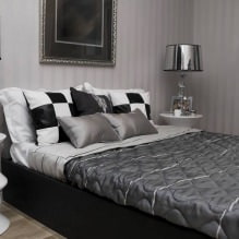 Design de quarto com papel de parede cinza: 70 melhores fotos de interiores - 14