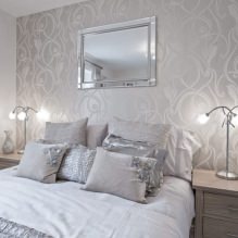 Design de quarto com papel de parede cinza: 70 melhores fotos de interiores - 6