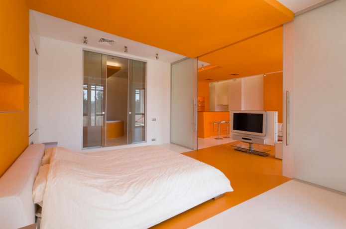 quarto branco e laranja