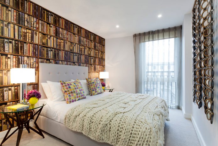 Papel de parede 3D com livros no quarto