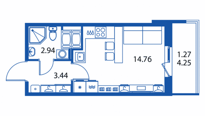 Layouts de apartamentos de 22 m²