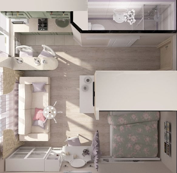 Plantas de apartamento de 22 m²