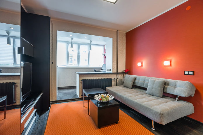 interior de apartamento estúdio com varanda