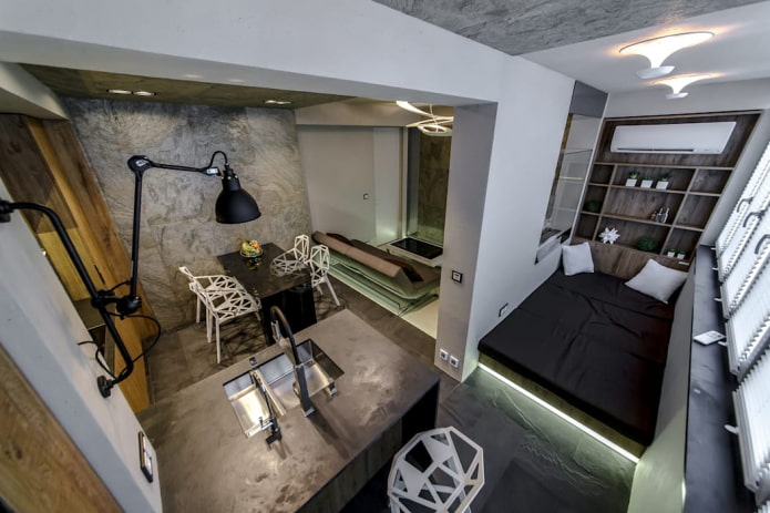 interior de apartamento estúdio com varanda