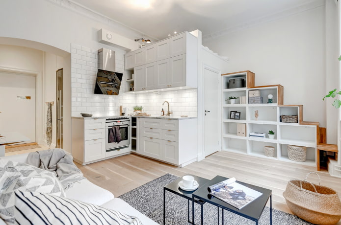 interior de apartamento estúdio em estilo escandinavo