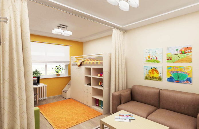 quarto infantil no interior de um estúdio