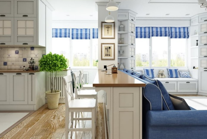 interior de um apartamento estúdio em estilo provençal