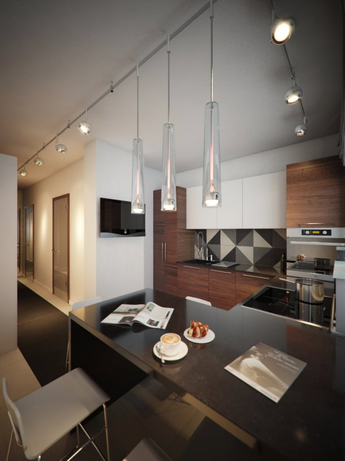 Cozinha em um apartamento de três cômodos